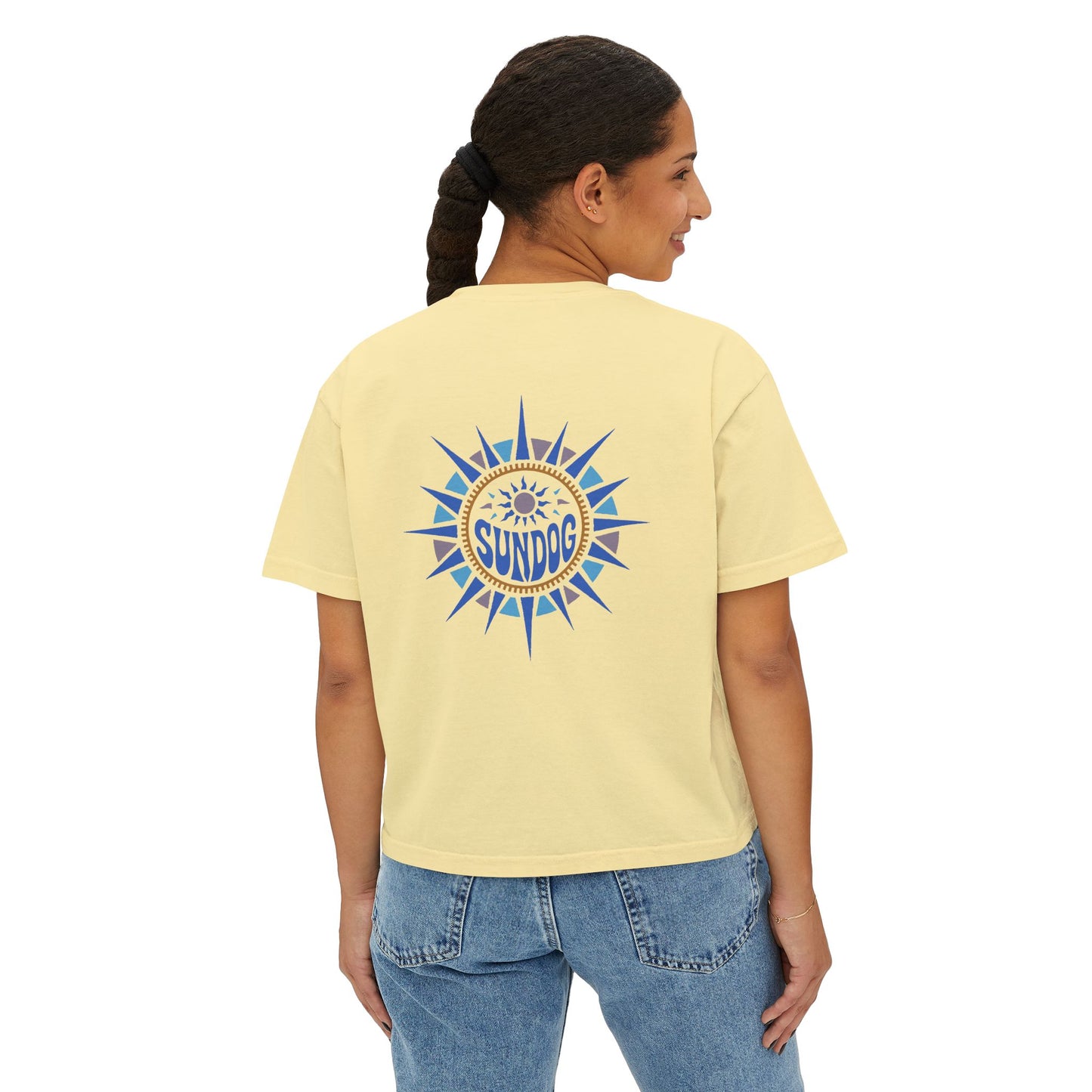Sun Dog Retro Boho Women's Crop T Shirt